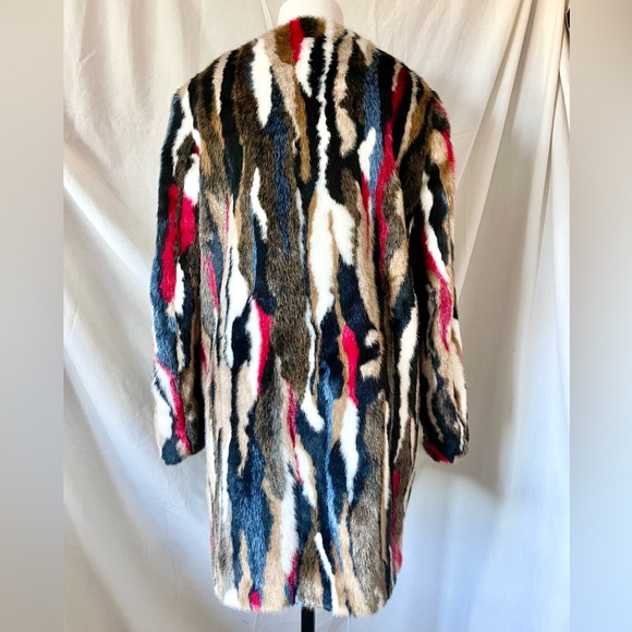 Zara Faux Fur Multicolor Longline sz M - Picture 2 of 7